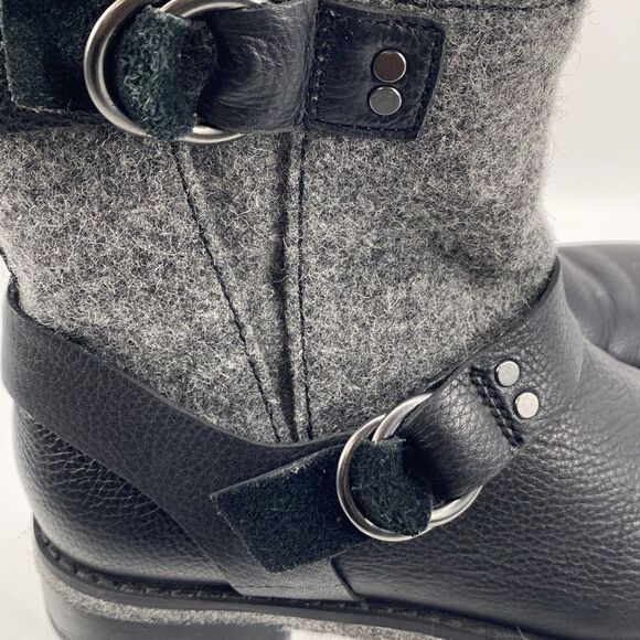 Woolrich Leather Baltimore Harness Wool Booties Double Buckles Lug Sole Grey 6.5 - Picture 5 of 12